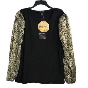 A Love Story Womens Rachel Blouse Floral Puff Sleeve Size 1X